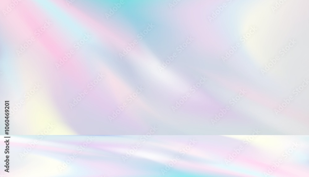 Aufkleber background rainbow light refraction texture overlay on white wall for product present,3d studio room
