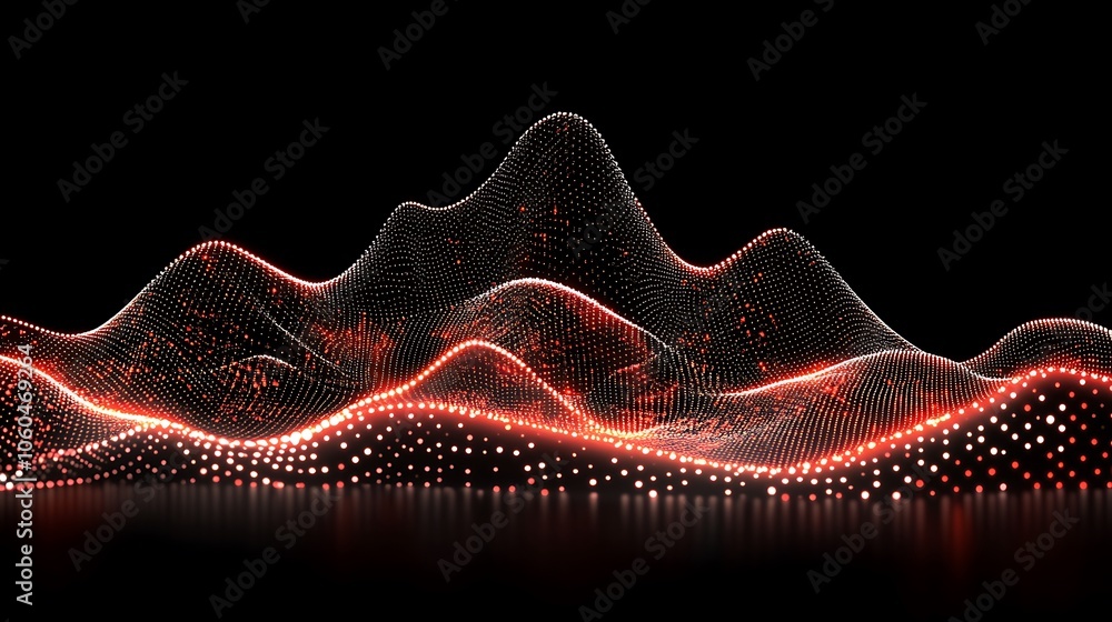 Poster abstract red and white glowing digital wave smooth blue background with copy space for advertisement