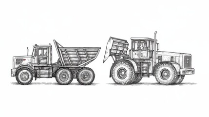 Playful Illustration of Truck and Wheel Loader