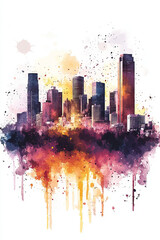 Fototapeta premium McKinney, USA, Pop Art style theme print. Cityscape, city skyline.Vibrant, bright, modern, trendy, graphic designed for poster, card, wallpaper