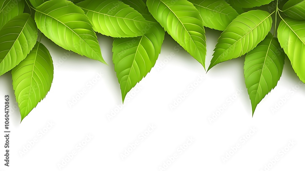 Aufkleber green leaves frame for website design clean blank canvas with empty space for designs