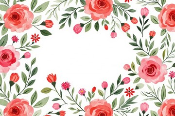 Floral bouquet design with pink and red roses - ideal for invitations or greeting cards.