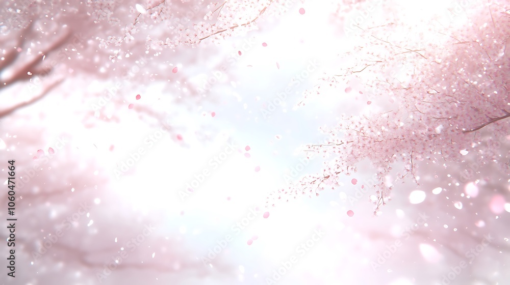 Aufkleber pink cherry blossom background subtle blur background with space for custom text