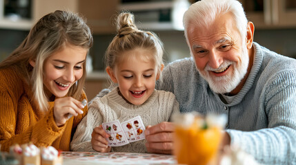 Christmas Bingo Game with Family Enjoying Festive Moments
