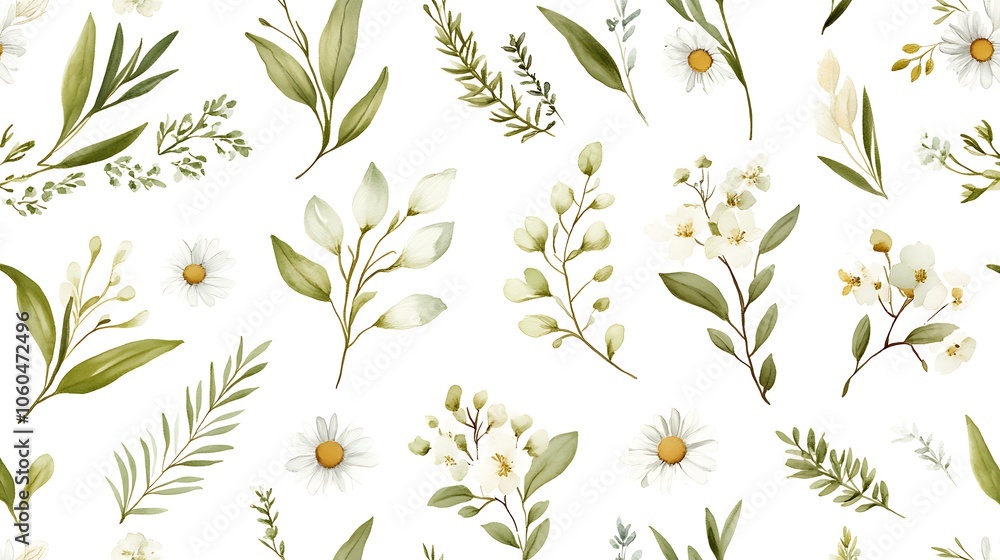 Poster white floral seamless pattern plain textured background for web design and copy