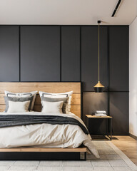 Interior view of contemporary bedroom 
