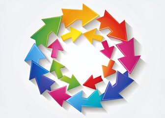 Colorful Circular Arrow Signs in Flat Style Vector Design for Fashion Photography and Creative Projects