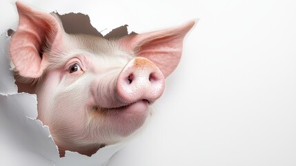 Naklejka premium A Playful Pig Joyfully Breaking Through a Wall in a Whimsical and Colorful Illustration