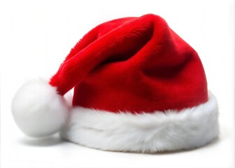 Festive Christmas Santa hat isolated on a white background, illustration of Santa Claus cap.