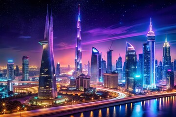 Fototapeta premium city skyline at night Set of firecracker icons for Anniversary, New year, Celebrate, Festival. Flat design on black background.