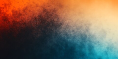 Fototapeta premium Grainy gradient background blue pink yellow abstract glowing color wave black dark backdrop noise texture. 