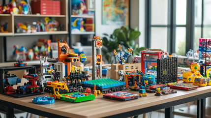 Obraz premium Creative Play Area with Colorful Educational Toys and Building Blocks for Kids