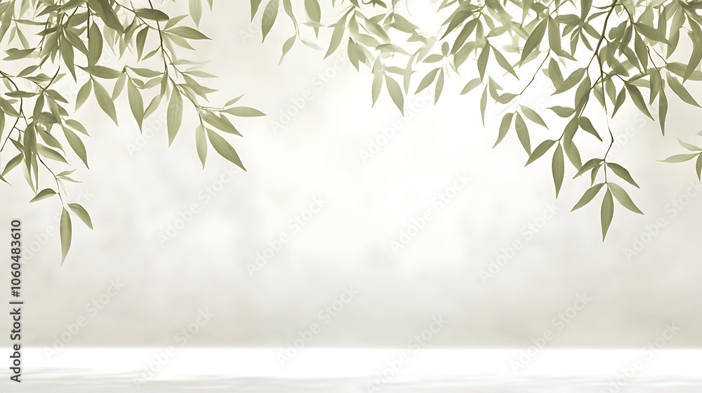Aufkleber simple green leaves background abstract gradient background with copy space