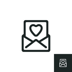 Envelope containing a love letter icon isolated on white background. Vector illustrations are made with vector-based software, not AI generated results.