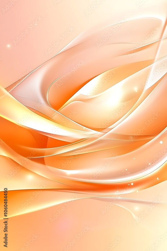 Poster abstract orange background with soft waves smooth blue background with copy space for advertisements