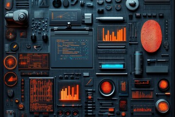 Fototapeta premium Forensic processes such as fingerprint matching, DNA analysis and digital forensics. Generative AI