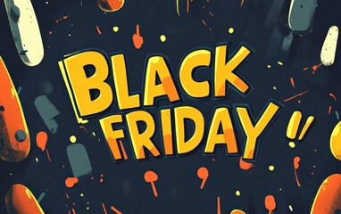 Black Friday with Cartoony Exclamation Marks "BLACK FRIDAY" in bold letters with cartoon exclamation marks
