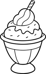 Delicious ice cream outline icon vector