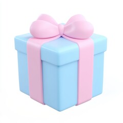 Cute Cartoon Gift Box with Big Bow in 3D