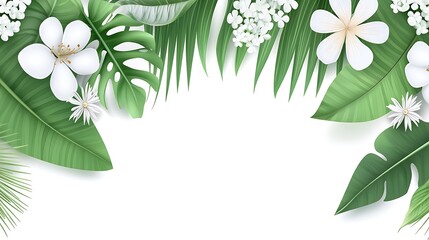 Tropical Leaf and Flower Frame for Design Soft Pastel Background for Graphic Design Templates