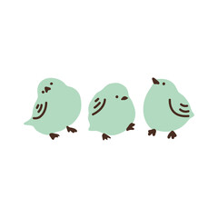 Three little birds, simple Hand-drawn vector illustration