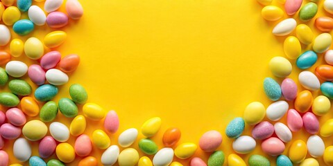 Obraz premium Egg shaped candy on yellow background