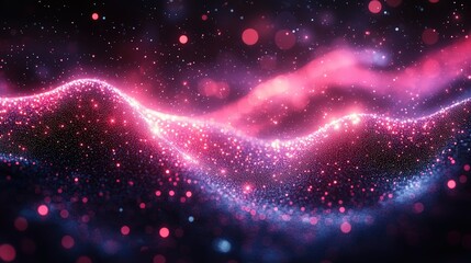Fototapeta premium An enchanting digital illustration of waves under a starry sky evoking a sense of wonder and magic with its vivid colors and sparkles