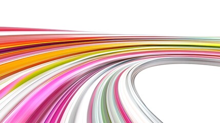 Obraz premium Abstract Colorful Curved Lines Background Minimalist White Background with Space for Text