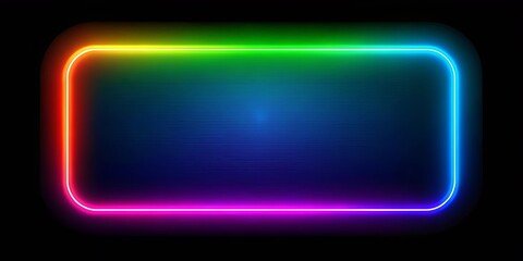 A vibrant, rounded rectangular frame glowing with a rainbow spectrum of light against a dark background.