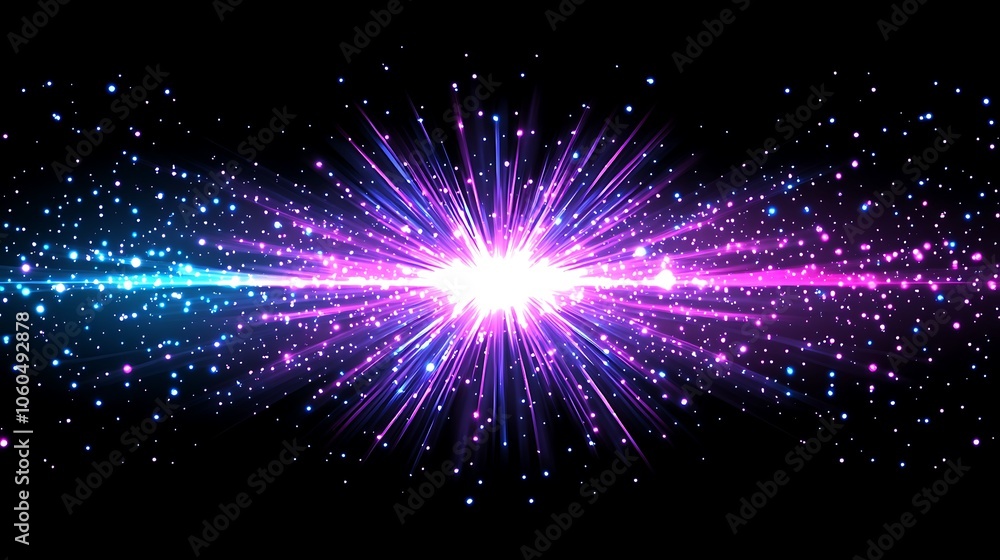 Poster purple and blue explosion effect clean blank canvas with empty space for designs