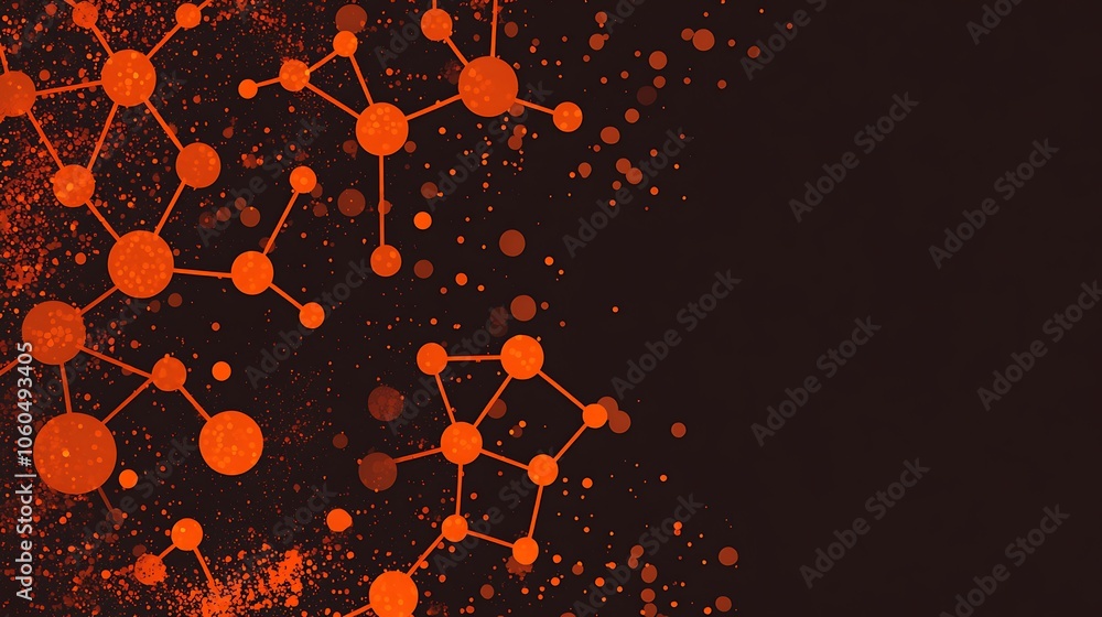 Poster abstract orange molecule background blank background with copy space for design projects