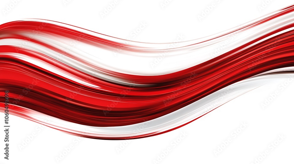 Poster abstract red and white wave design smooth blue background with copy space for advertisements