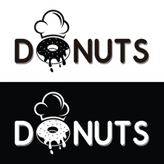 Donuts Logo Vector template illustration. Design element for restaurant menu illustration or for logotype.