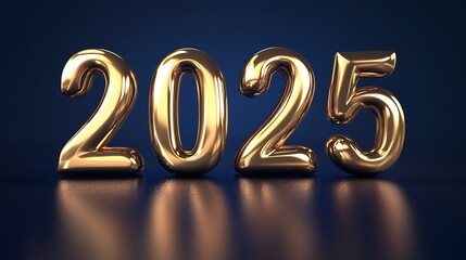 Classy and timeless "2025" numbers in classic gold on a rich navy blue background with subtle shimmering accents.