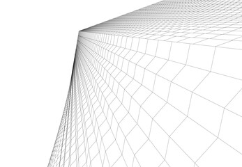 architecture building 3d vector drawing