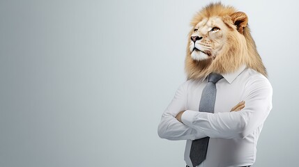 A cleverly composed image of an animal in corporate attire, striking a balance between whimsy and intelligence.
