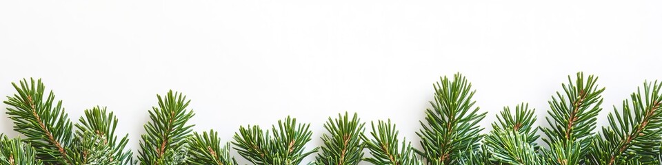Pine branches bordering top of white banner