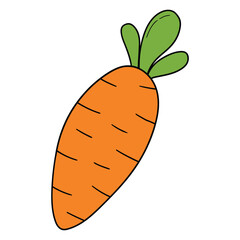 Hand drawn cartoon carrot on white background.