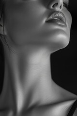 Obraz premium Woman's elegant neckline with shoulders back and eyes closed