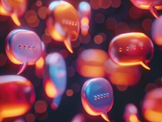 Colorful bubbles symbolizing conversations. Abstract representation of dialogue and sharing thoughts.