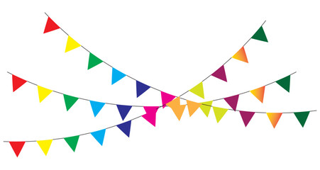 Carnival garland with colorful flags isolated. Vector illustration.