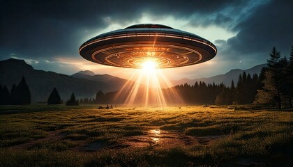 Alien encounter ufo seizure of earth realistic illustration