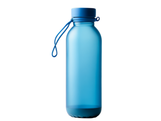 Blue reusable water bottle with a secure lid for everyday use, transparent