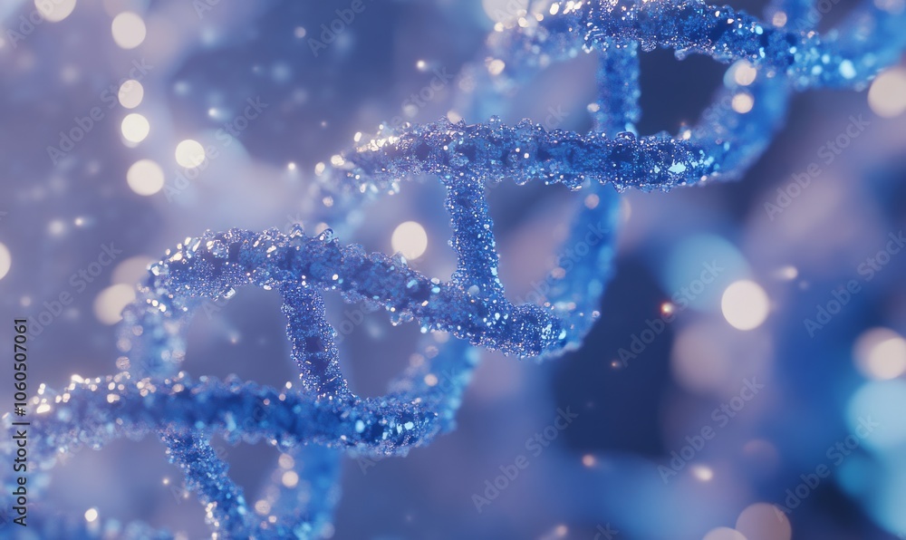 Poster the image shows a 3d rendering of a dna double helix. the blue and white colors represent the two st