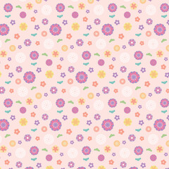 パステルトーンのシームレスな和風花柄