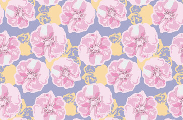 Abstract peony flowers seamless pattern design.