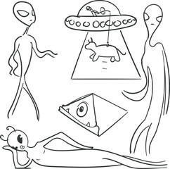 Cartoon aliens or extraterrestrial people.