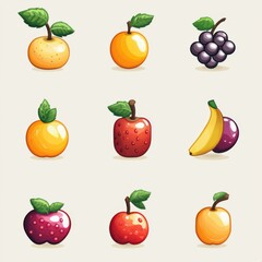 Vibrant Fruit Collection: A Whimsical Representation of Nature's Sweetest Offerings