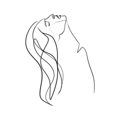 Continuous line, drawing of set faces and hairstyle, fashion concept, woman beauty minimalist, vector illustration for t-shirt, slogan design print graphics style
