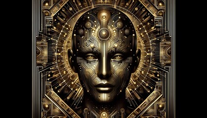 artificial intelligence art deco gold black portrait futuristic elegance vintage glamour